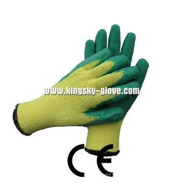 10g Polyester Liner Rough Finish CE Latex Glove-5242. Gn